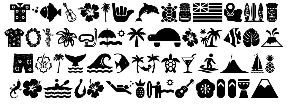 Hawaiian Icons písmo Exempláře