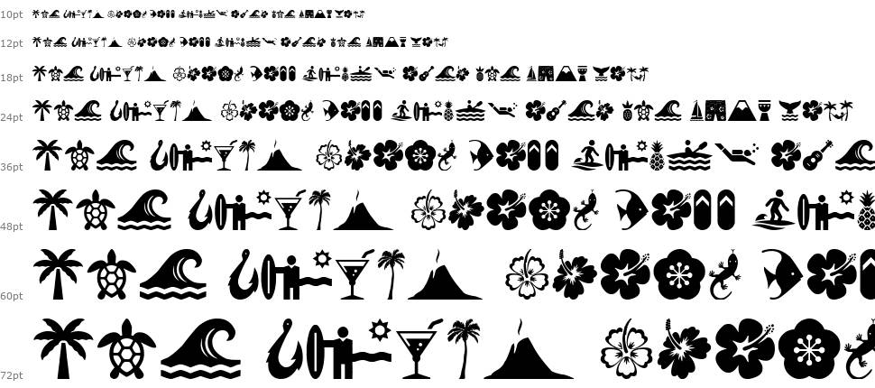 Hawaiian Icons písmo Vodopád
