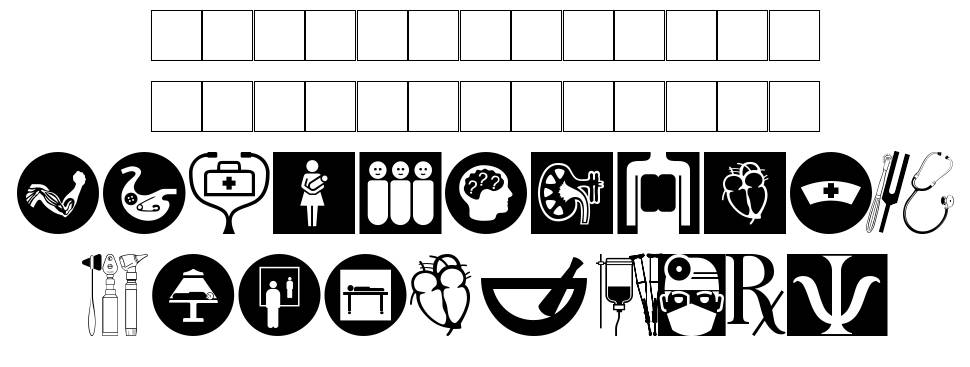 Healthcare Symbols font specimens