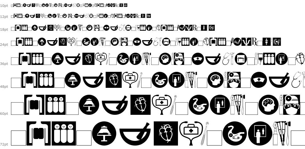 Healthcare Symbols písmo Vodopád