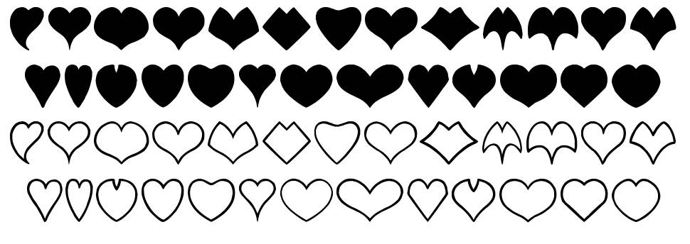 Heart Shapes font specimens