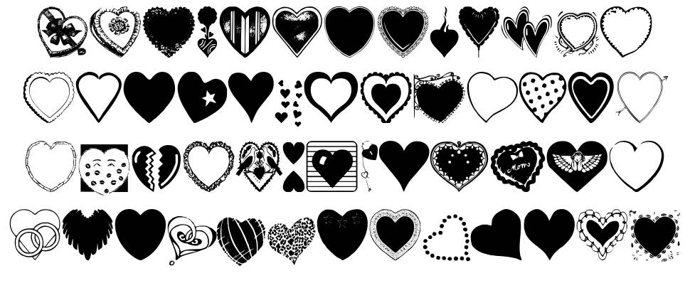 Hearts Galore font specimens
