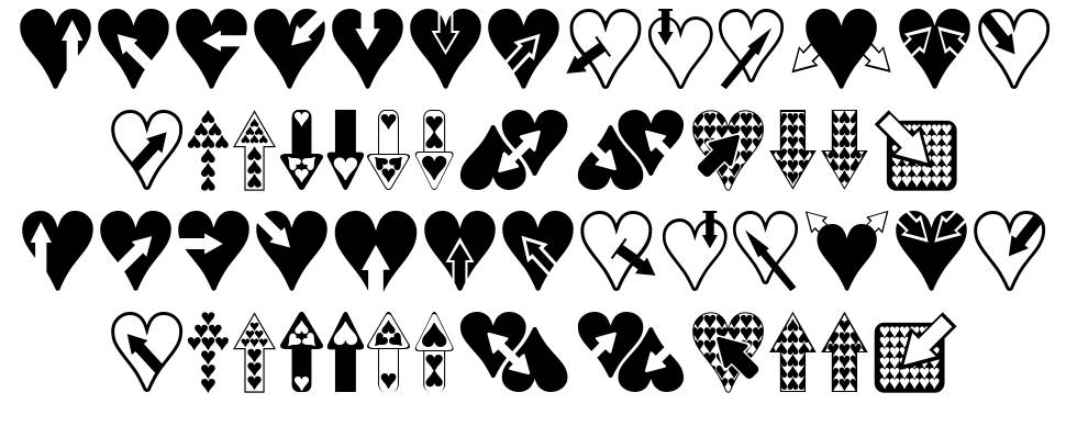 Hearts n Arrows písmo Exempláře