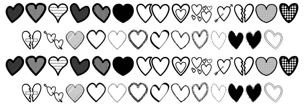 Hearts ST font specimens