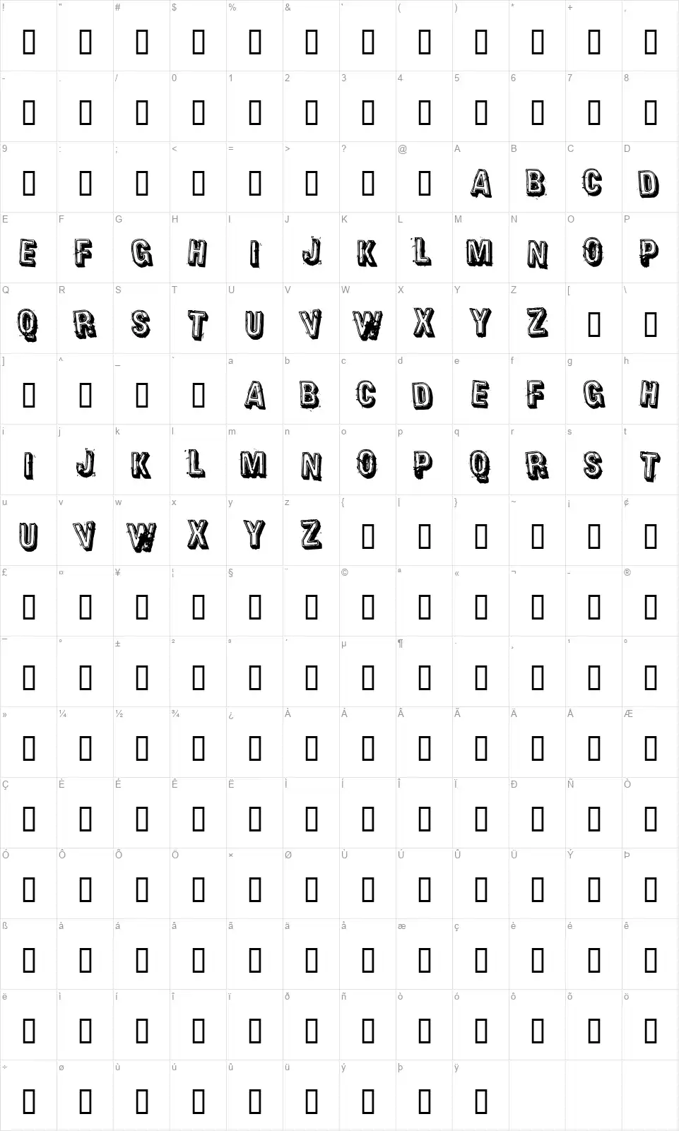 Heavy Rotationfont character map