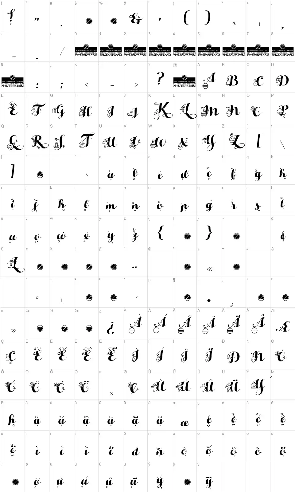 Hello Christmas Iconsfont character map