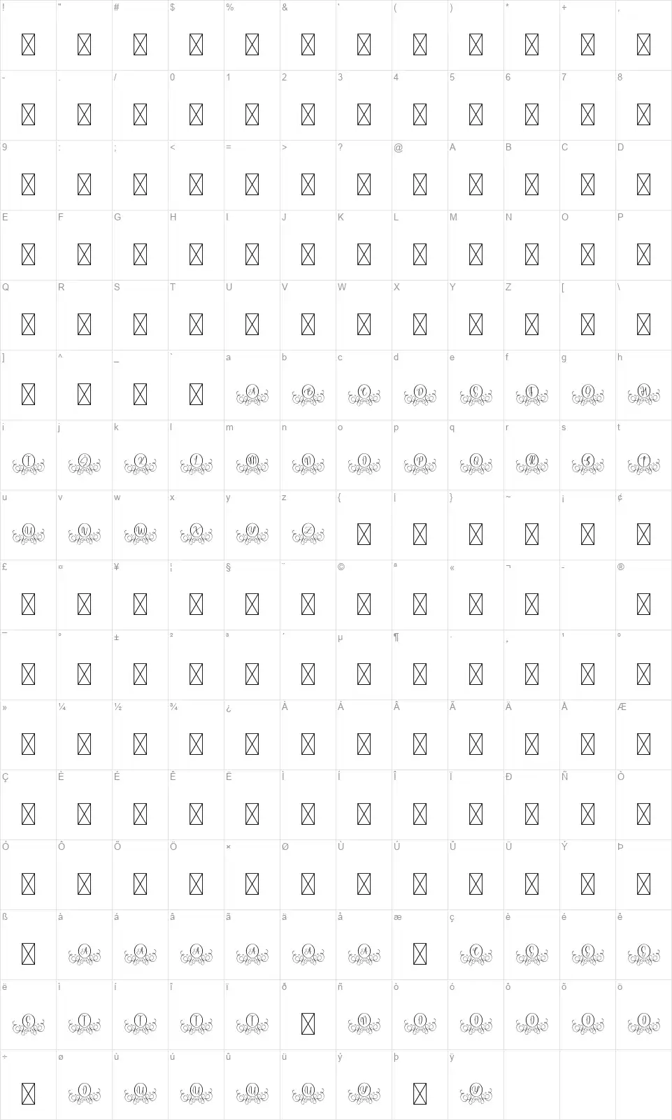 Hello Monogramfont character map
