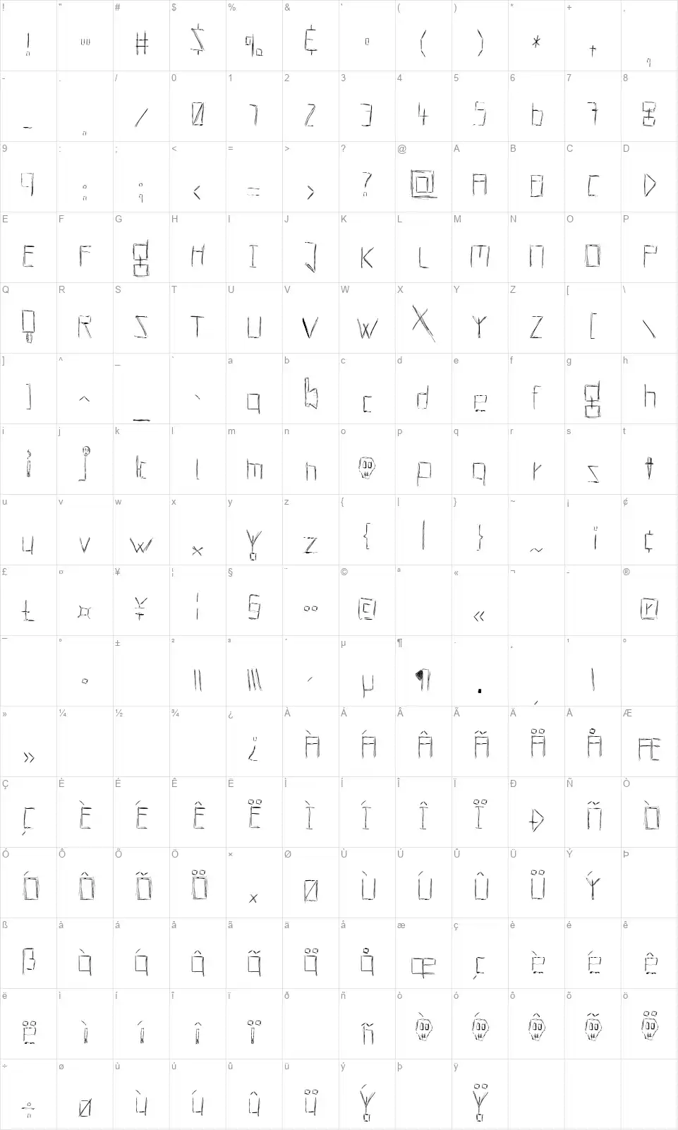 Hells Kittchen Devil Godfont character map