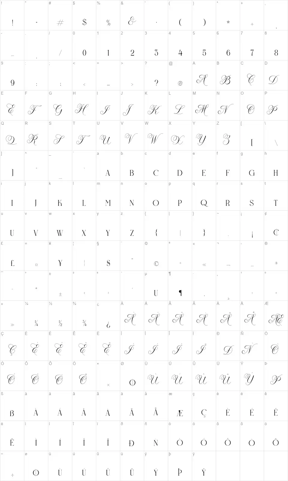 Heralen Antelikfont character map