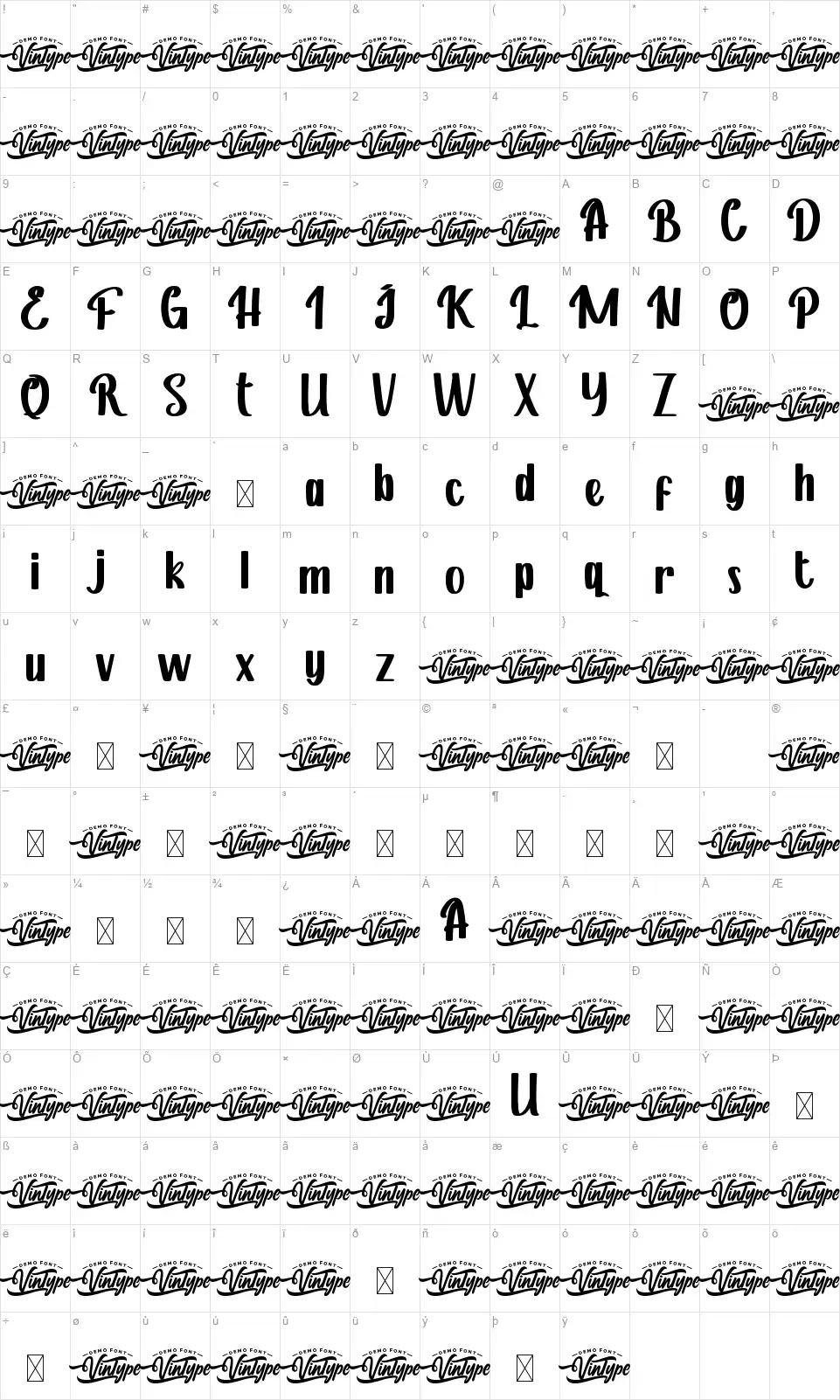 Hermandofont character map