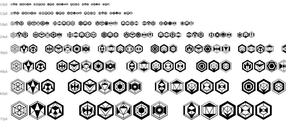 Hexagons písmo Vodopád