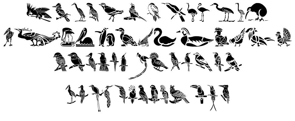 HFF Bird Stencil fuente Especímenes