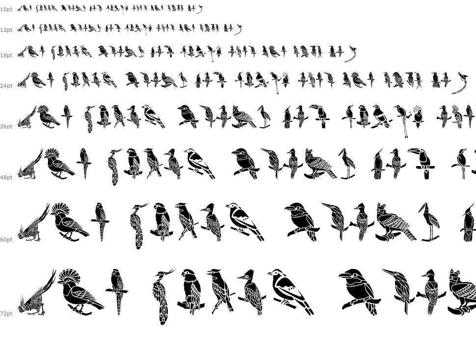 HFF Bird Stencil font Şelale