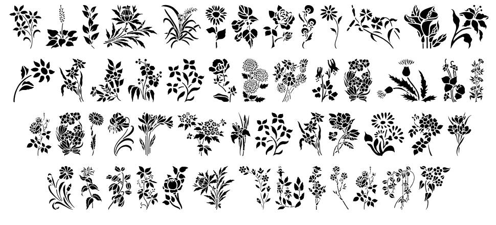 HFF Floral Stencil fonte Espécimes