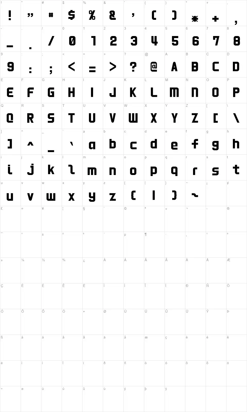 HNkanifont character map