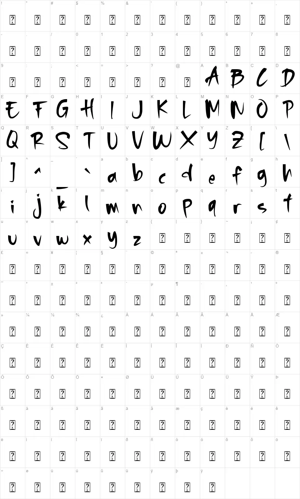 Holla Halloweenfont character map