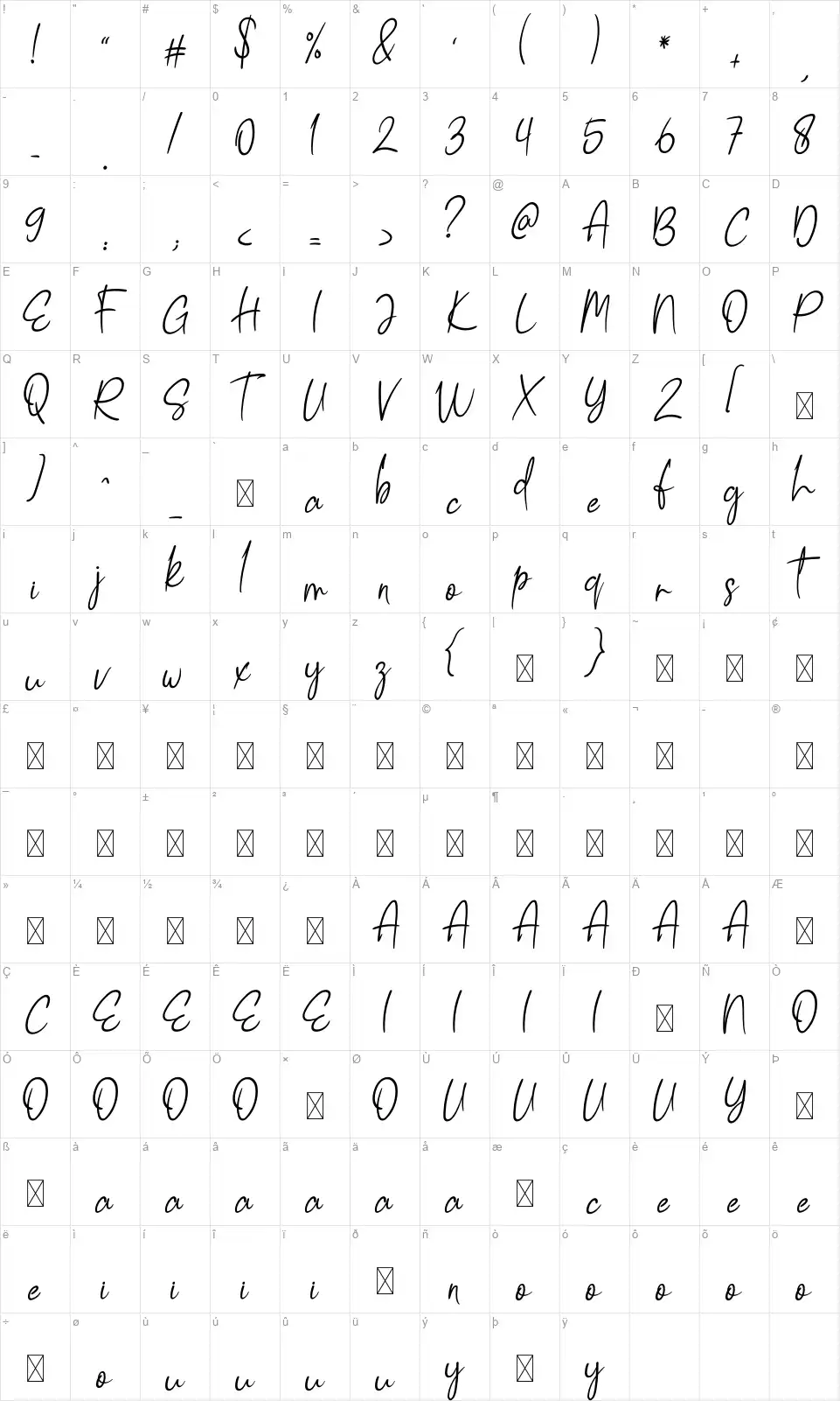 Hollmtudiofont character map