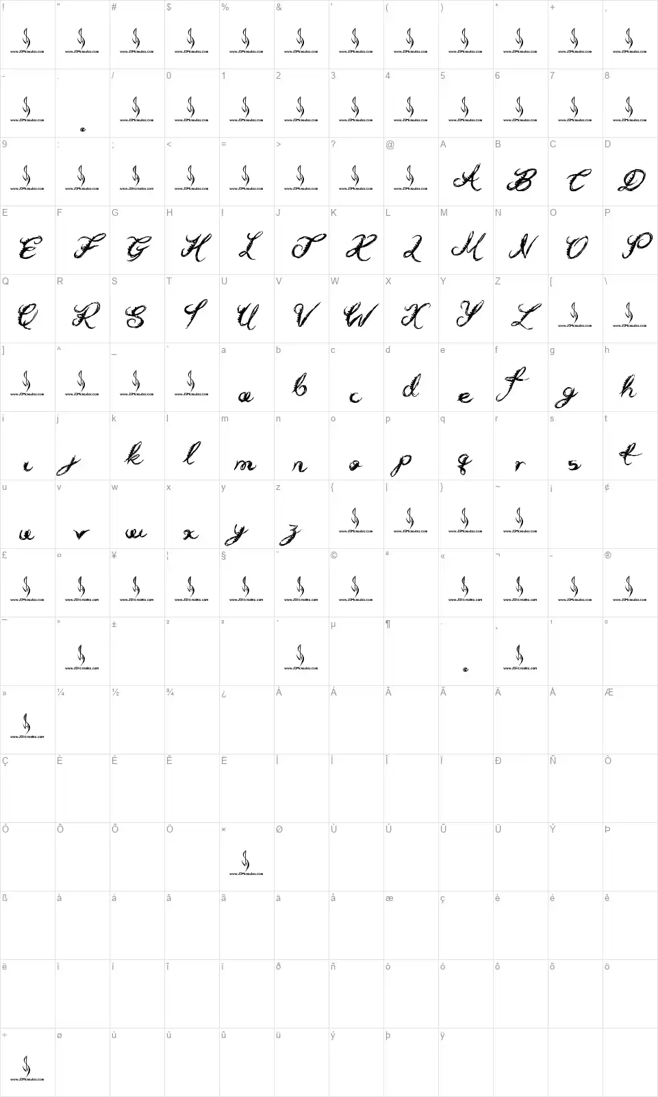 Holly Hoodfont character map