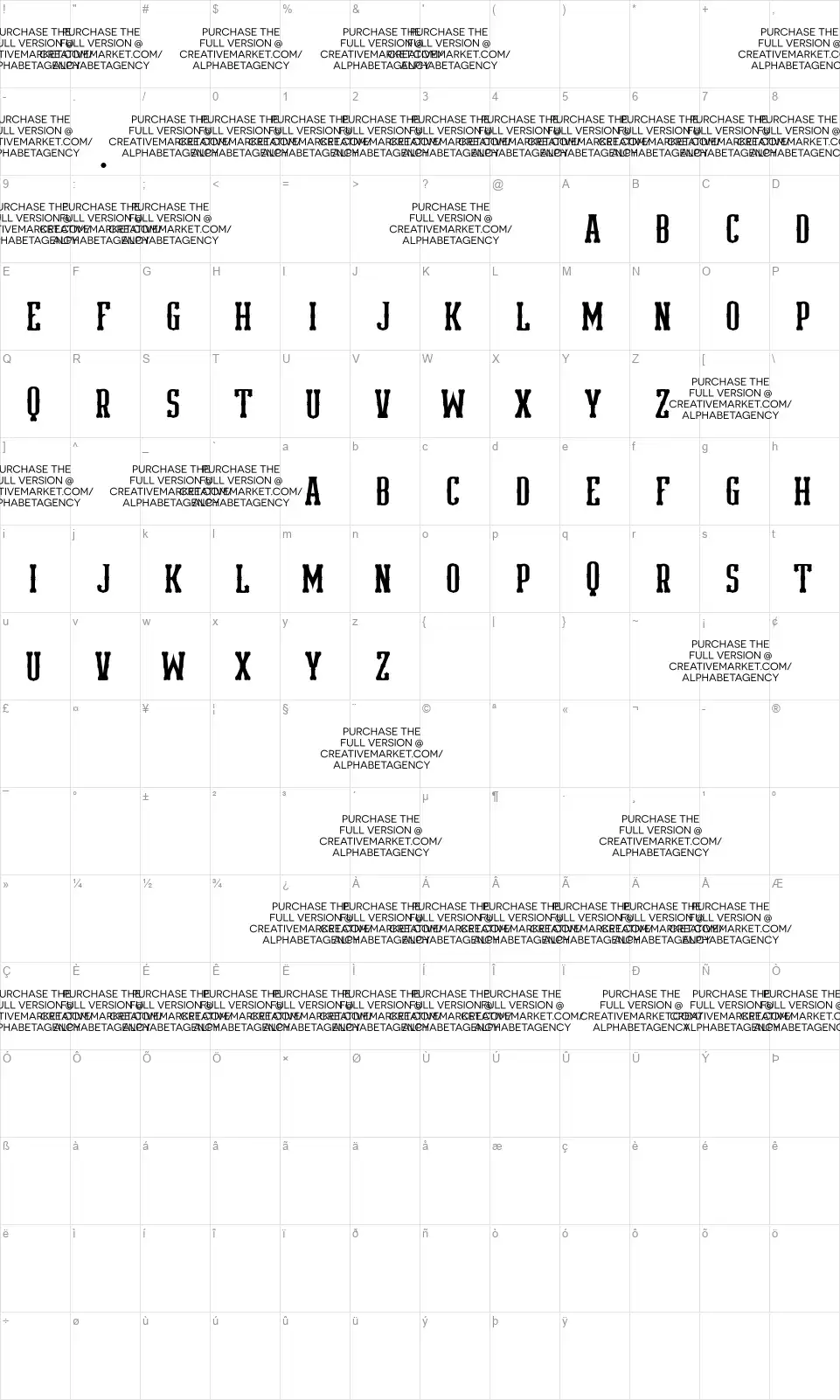 Homeplatefont character map