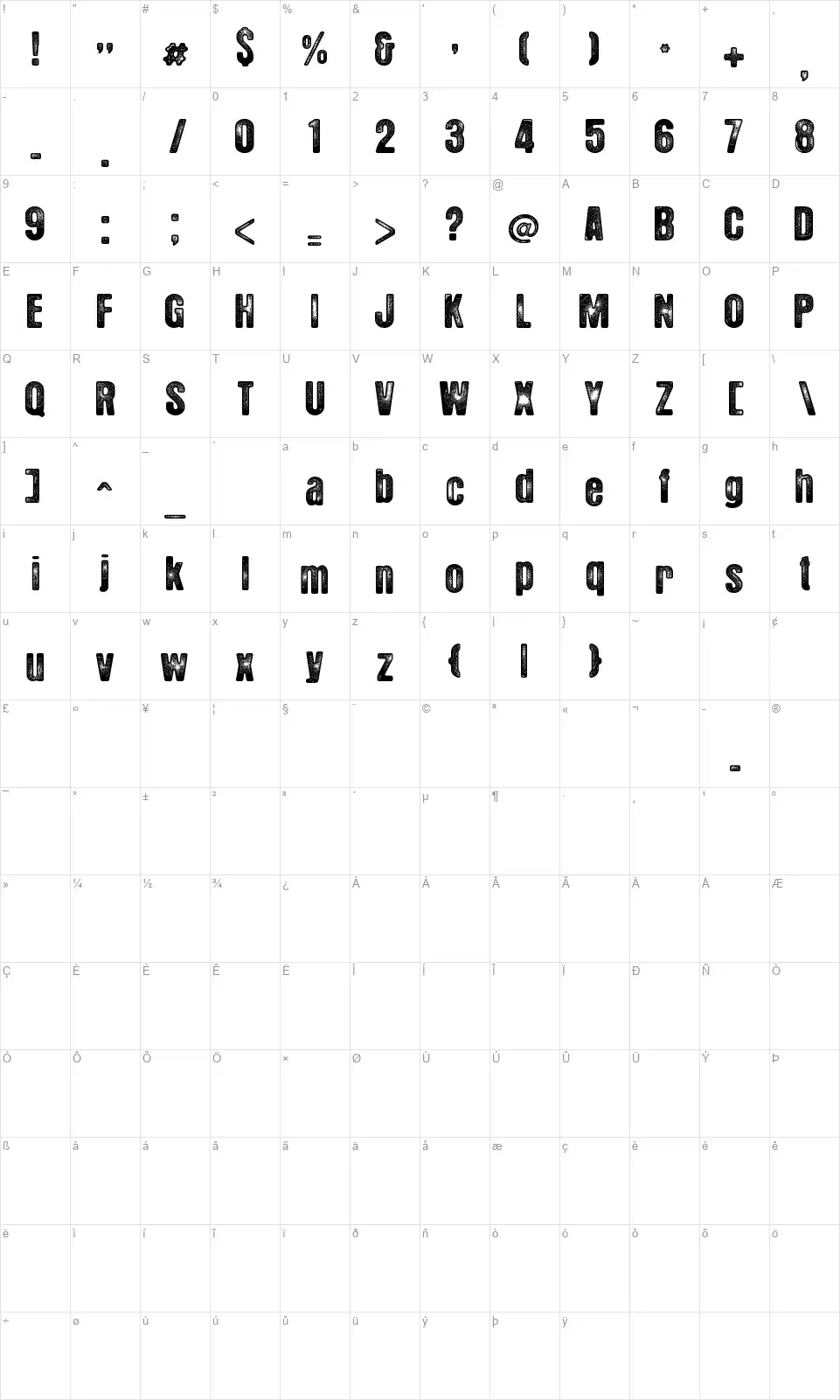 Hotel Coral Essexfont character map
