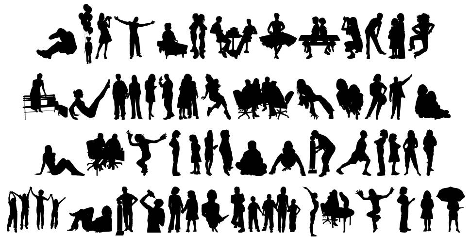 Human Silhouettes Free Four font specimens