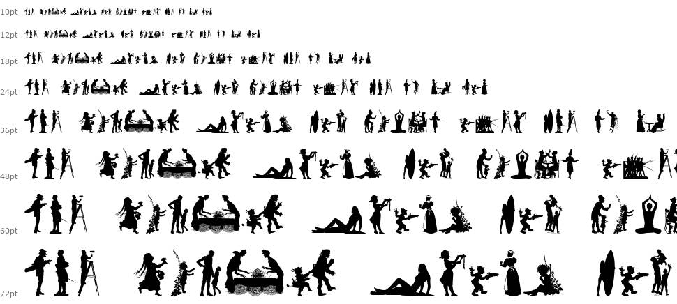 Human Silhouettes Free Nine písmo Vodopád