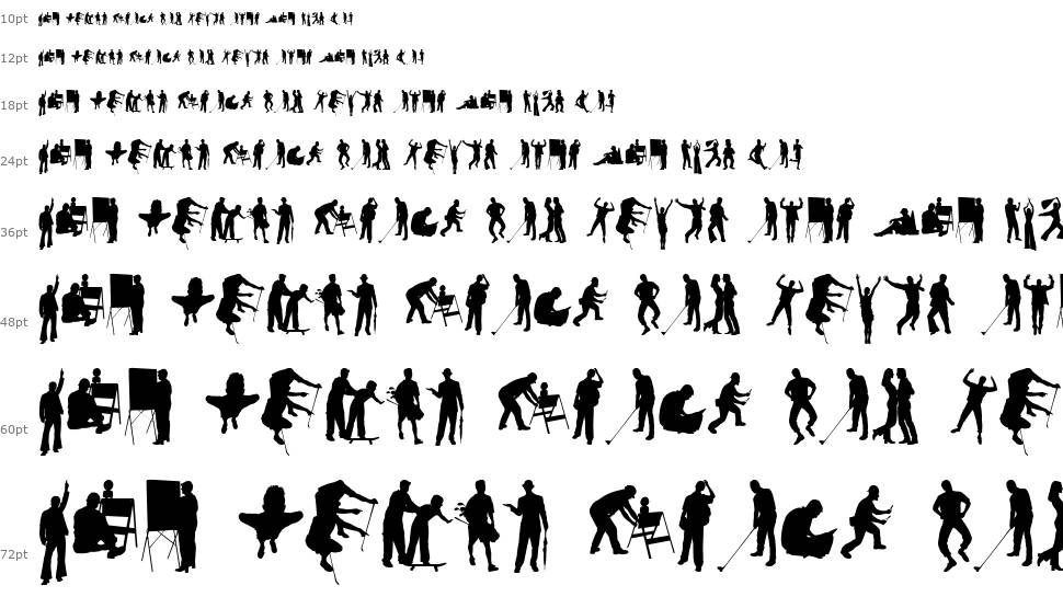 Human Silhouettes Free Seven font Waterfall