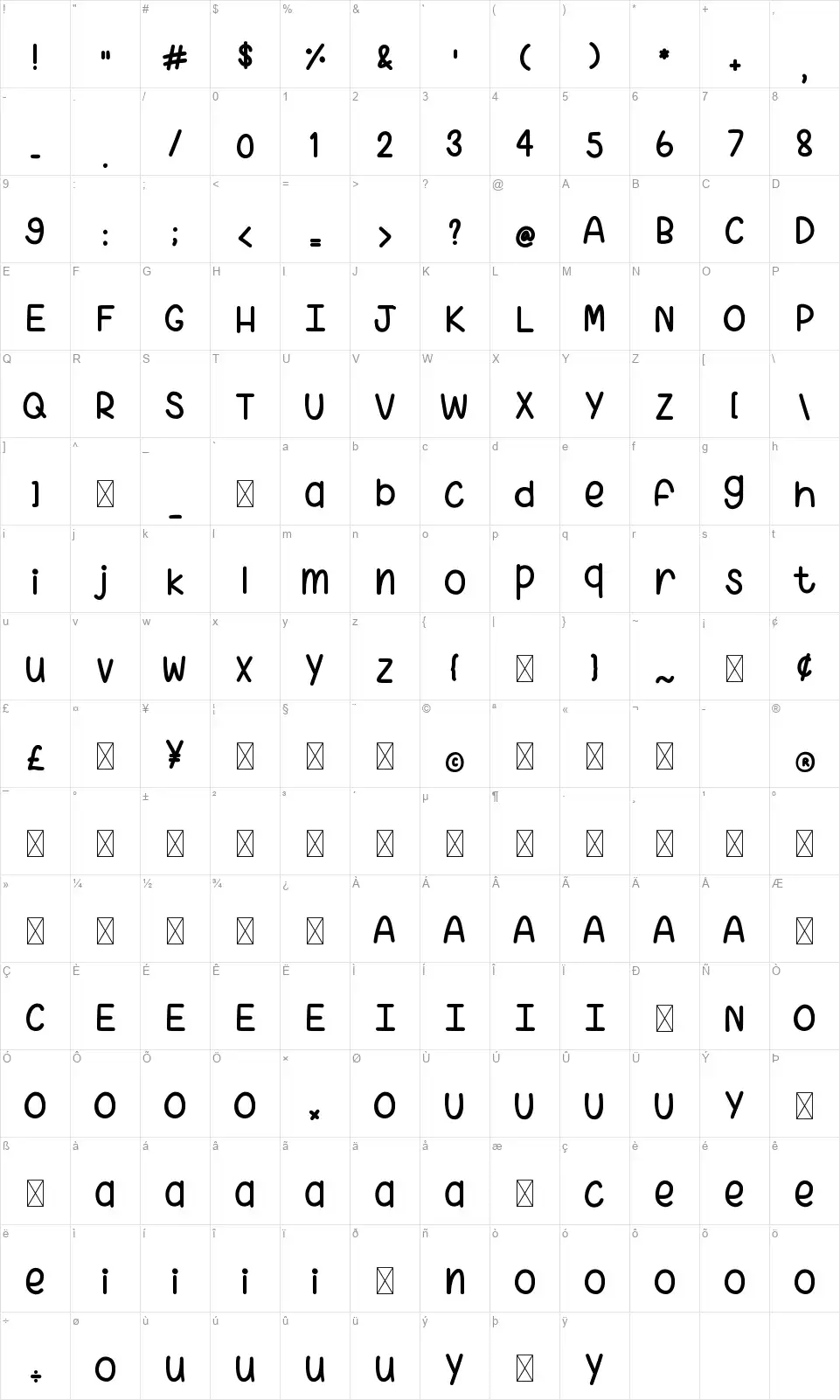I Love Salmonfont character map