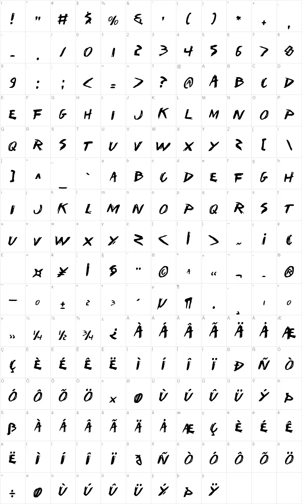 I Want My TTR !font character map