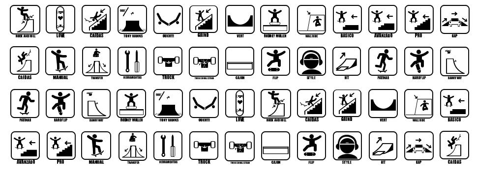 Iconos Skate písmo Exempláře
