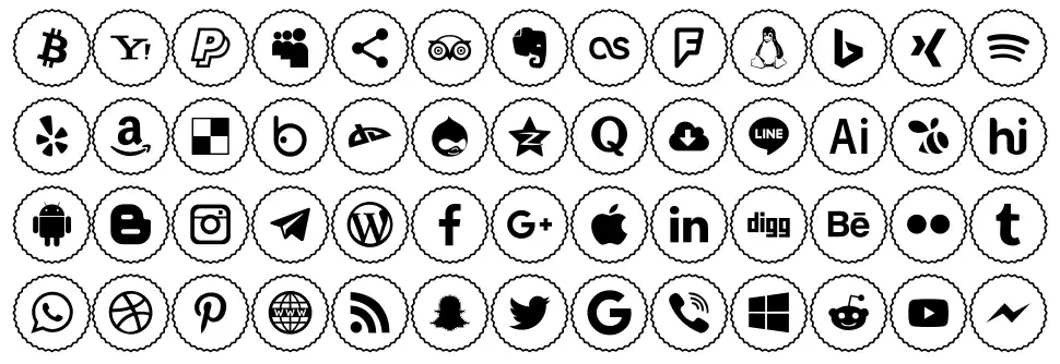 Icons Social Media 2 字形 标本