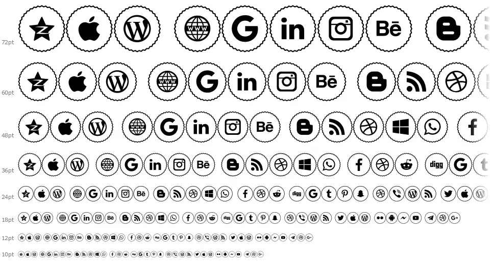 Icons Social Media 2 font Şelale