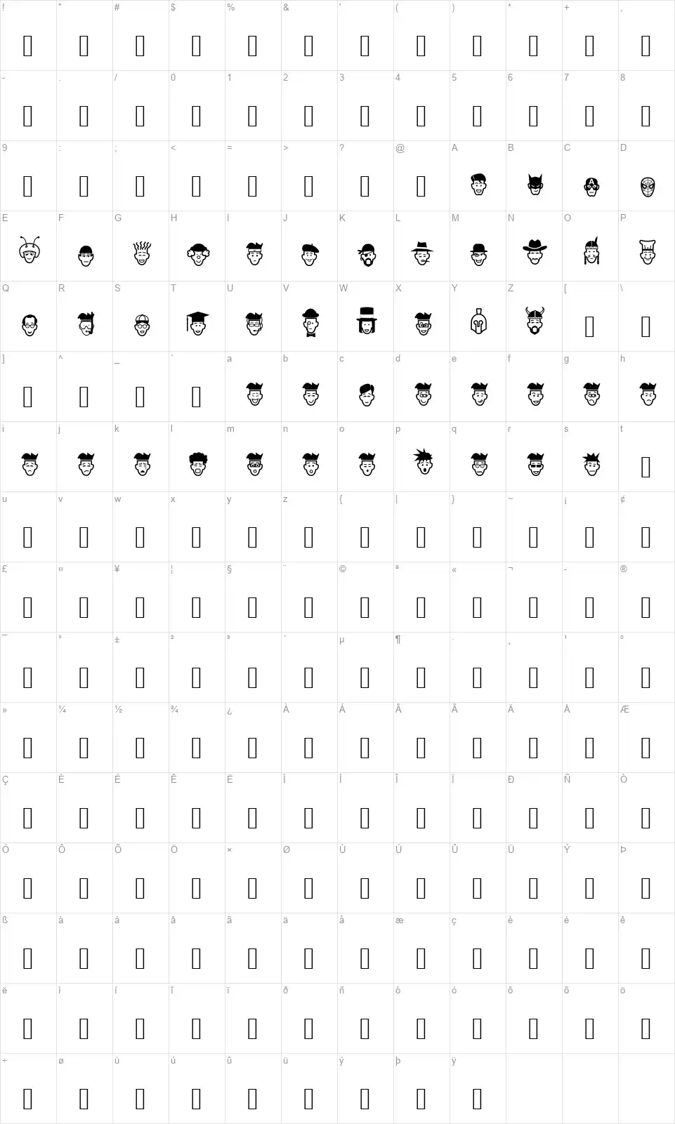 Ideas And Apps Facesfont character map