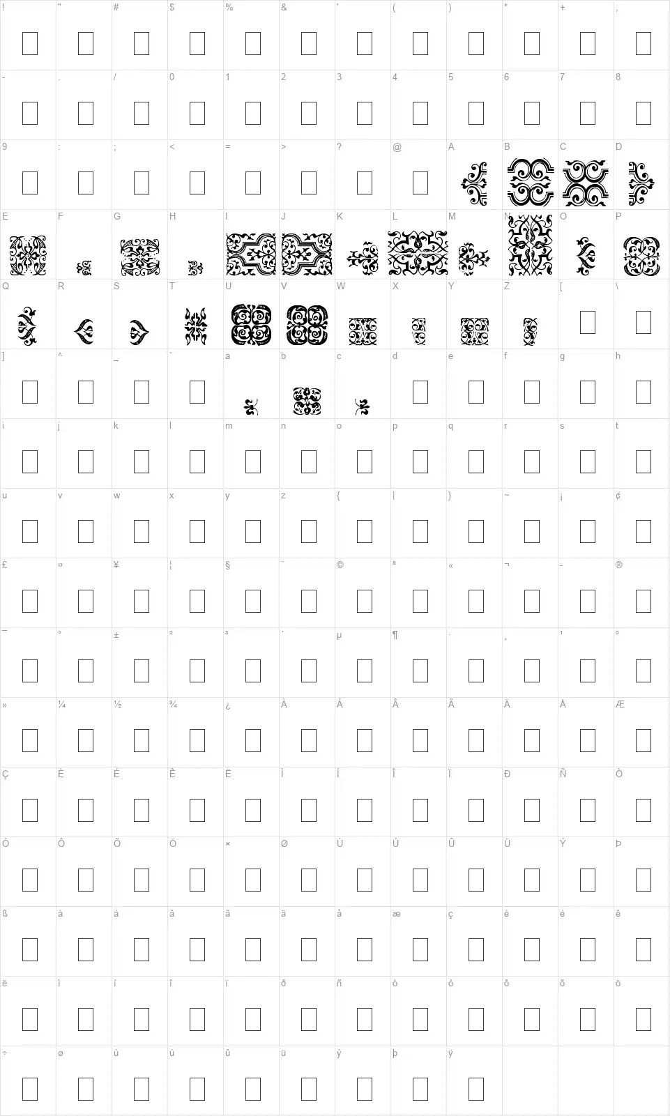 Im Fell Flowersfont character map
