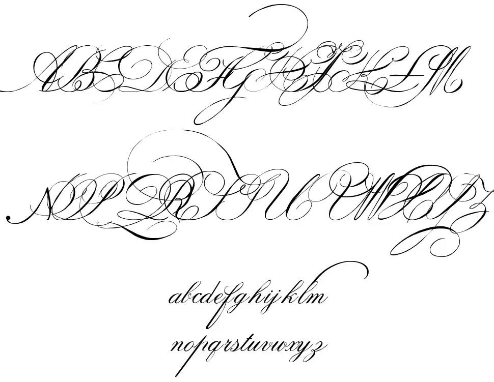 Indenture English Penmanfont specimens