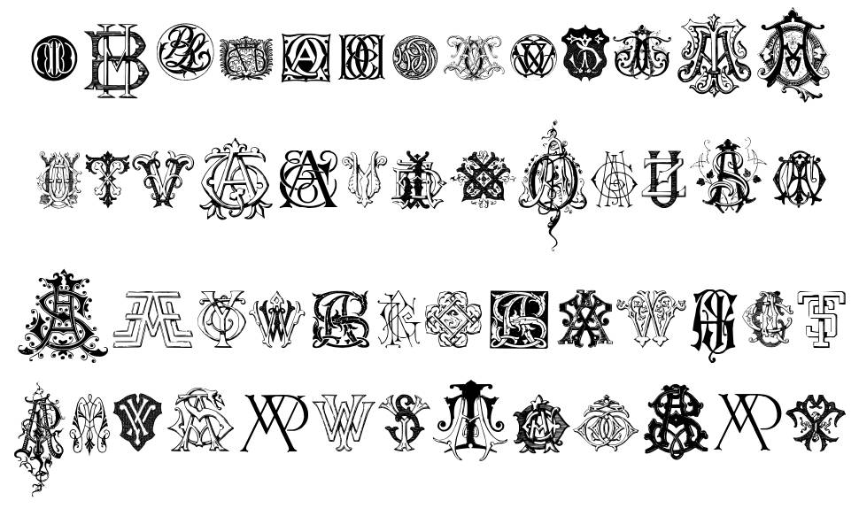 Intellecta Monograms Random Samples Nine carattere I campioni