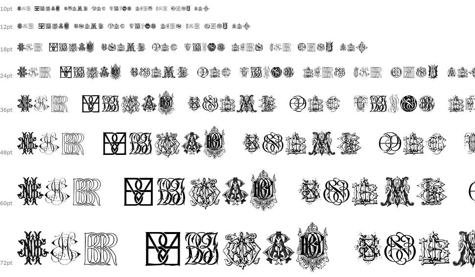 Intellecta Monograms Random Samples Ten font Waterfall