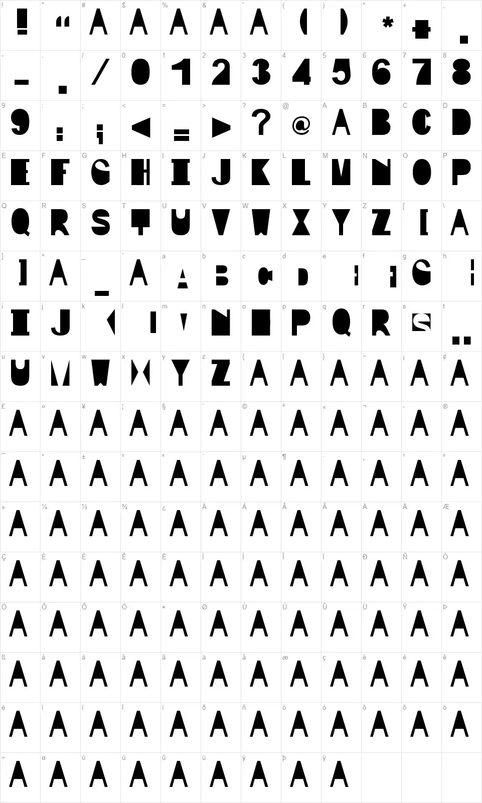 IPfont character map