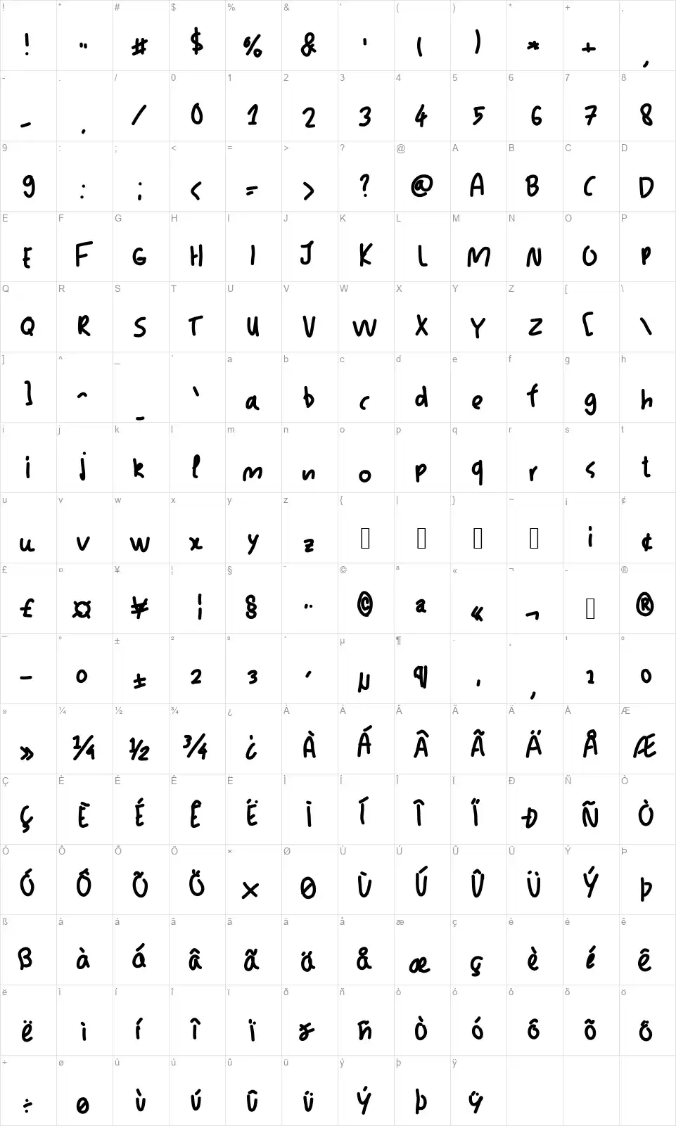 JacksFontfont character map