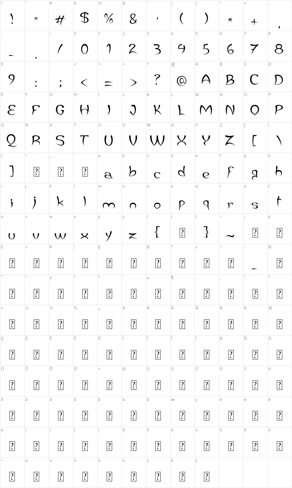Jaleasfont character map