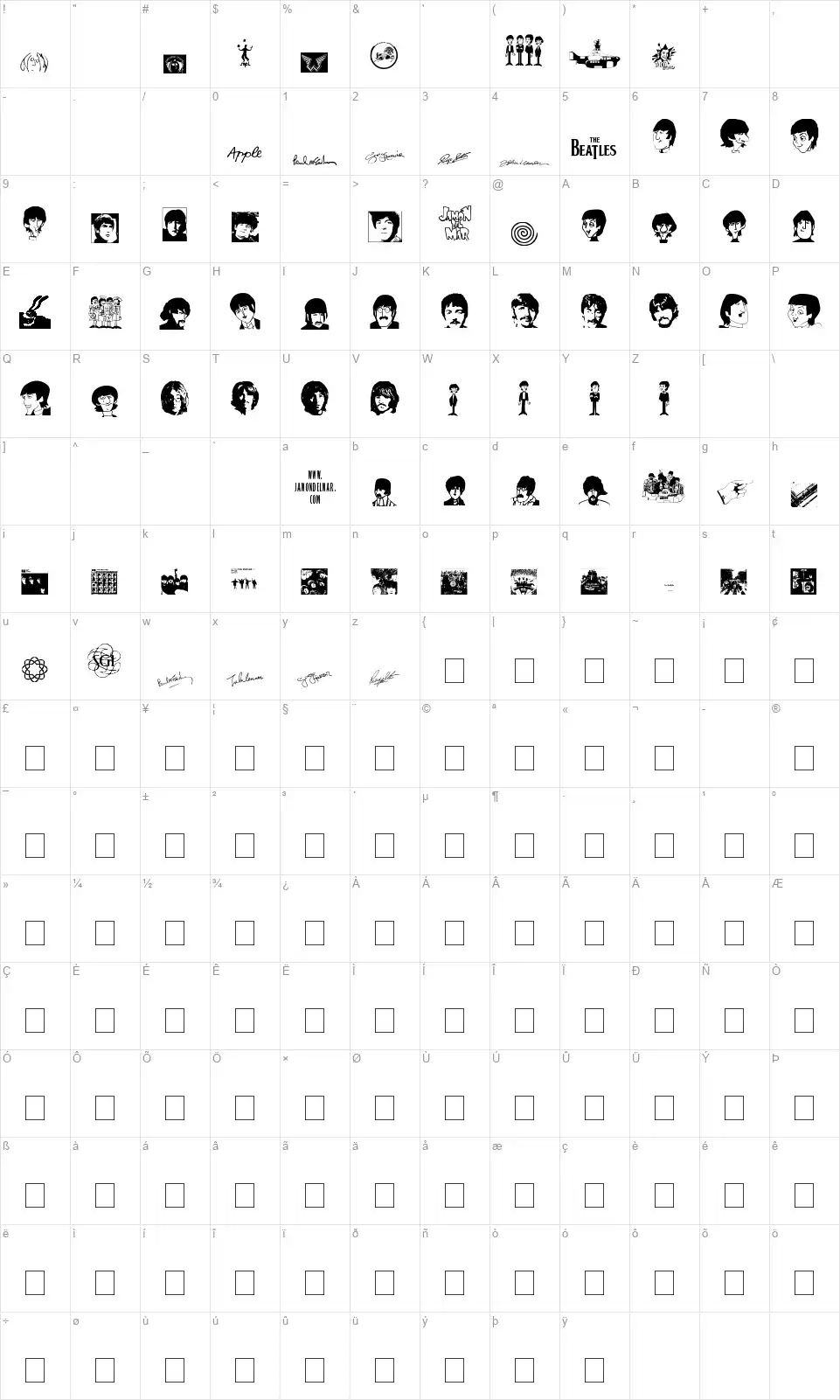 Jamon del Marfont character map