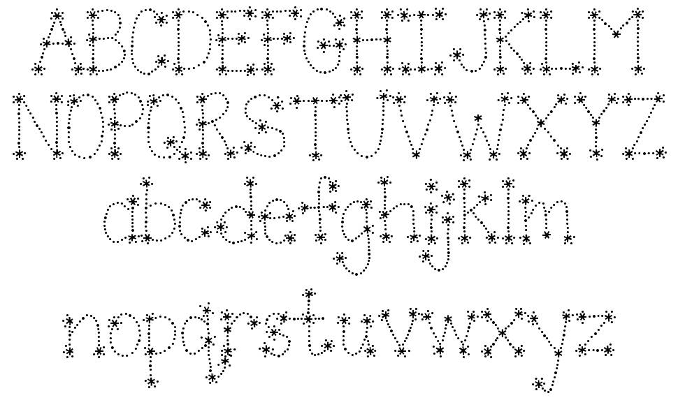 Janda Sparkle and Shine font specimens