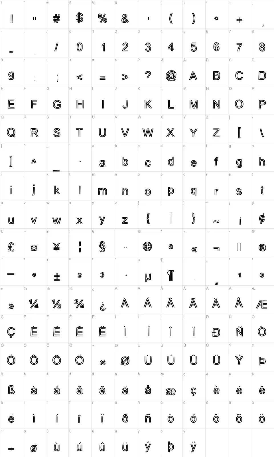 JD Tulinefont character map
