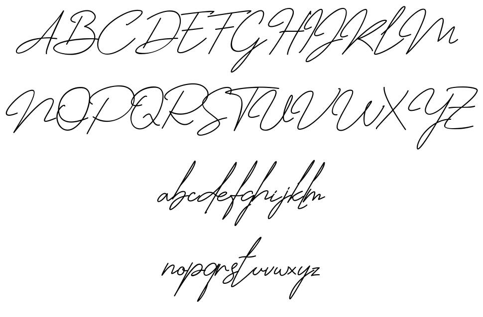 Jhenyta Signature font specimens