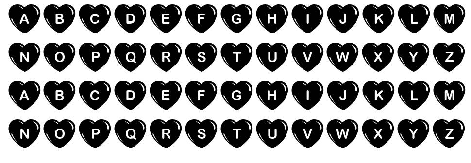 JLR Simple Hearts font specimens