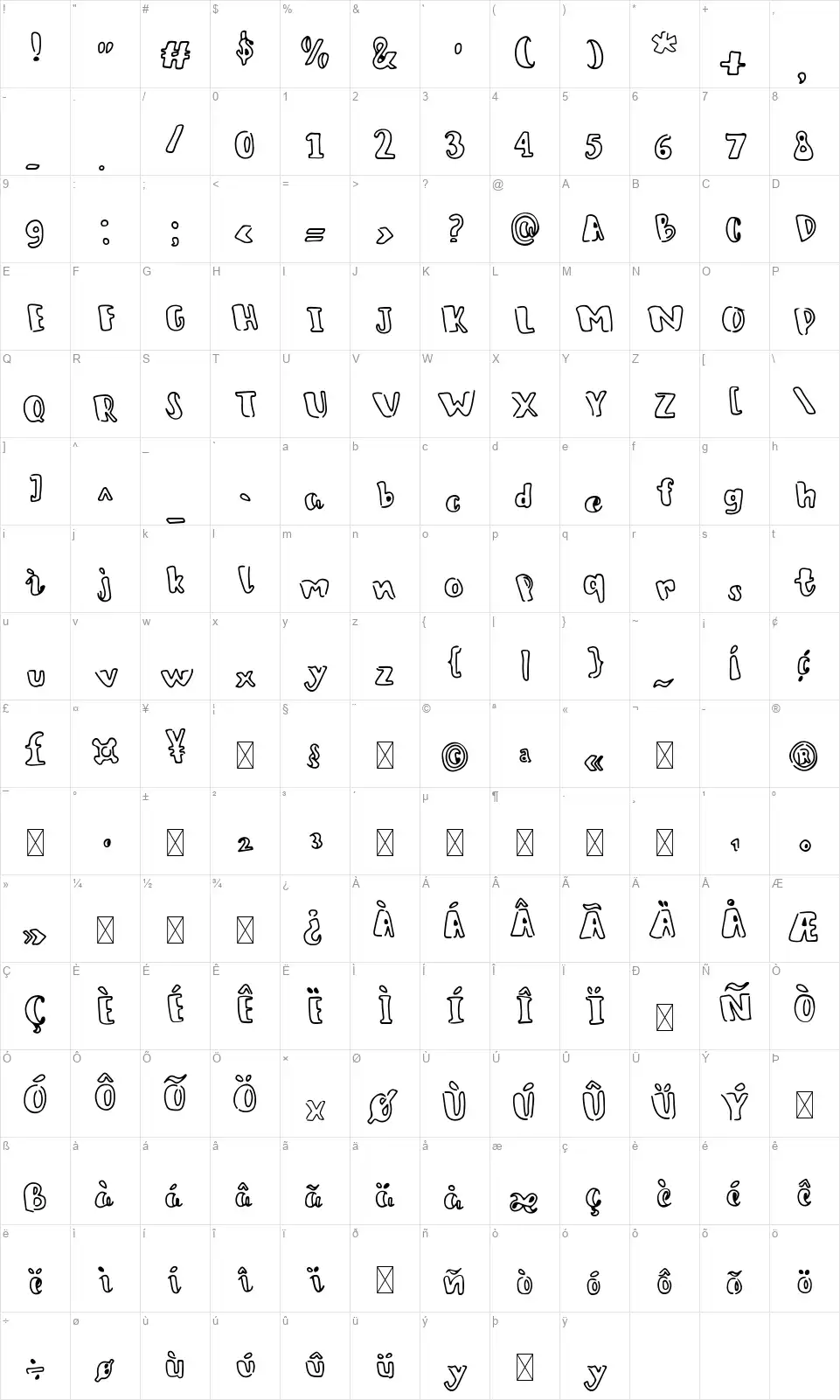 Jumper Boostfont character map