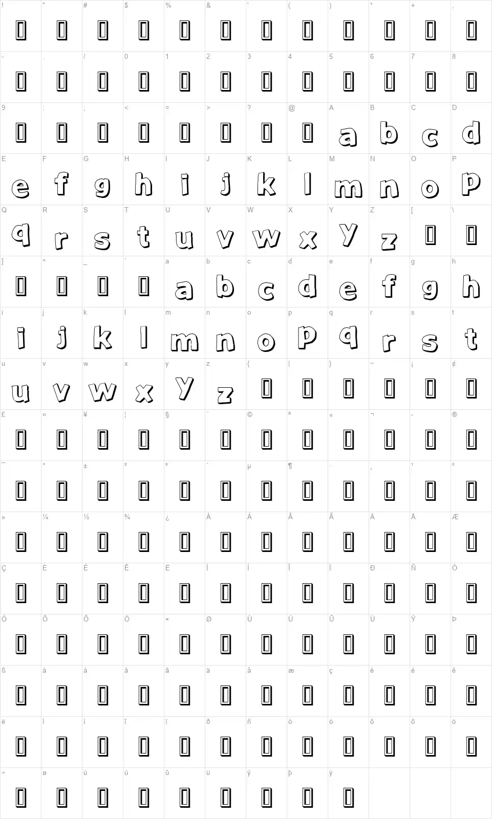 Just Another Fontfont character map