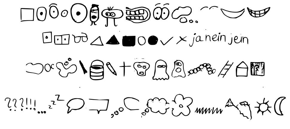 Just symbols and stuff fonte Espécimes