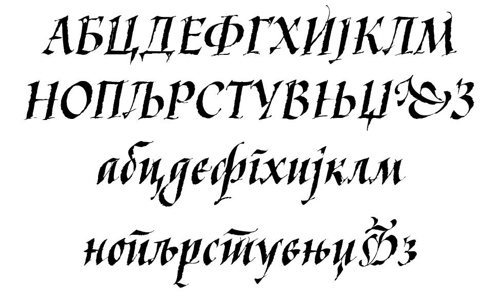 Kaligraf Latin + Cyr フォント 標本