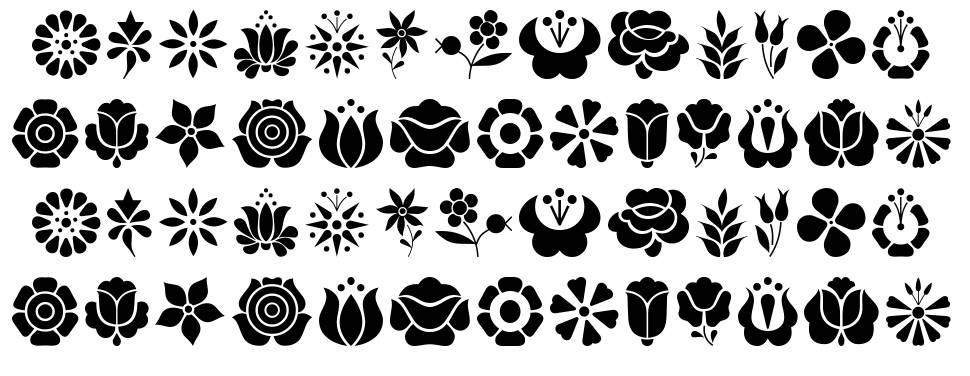 Kalocsai Flowers font specimens